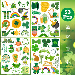 Backtopeia diseños San Patricio, tréboles, listos para aplicar en celebraciones.