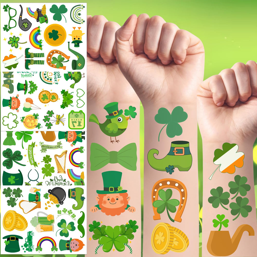 Backtopeia tatuajes temporales San Patricio, hojas1, ideales para decorar fiestas temáticas.