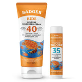 Badger Kids Mineral Sunscreen Cream with Tangerine scent provides gentle mineral protection for sunny days