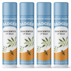 Badger Balsamo Labial Sin Aroma: aplicación suave para labios sensibles y humectación ligera.