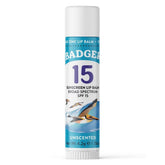 Badger lip balm SPF 15 stick provides mineral sun protection for lips on sunny days