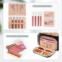 Bagmoly front pocket with lipstick pouches for easy organization.