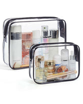 BAGSMART Clear Toiletry Bag medium seen from side with transparent design for easy security checks.
