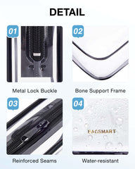 BAGSMART Clear Toiletry Bag reinforced seams reducing leaks during travel.