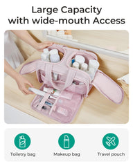 BAGSMART Crush Toiletry Bag soft Taslan fabric feels luxurious during travel.