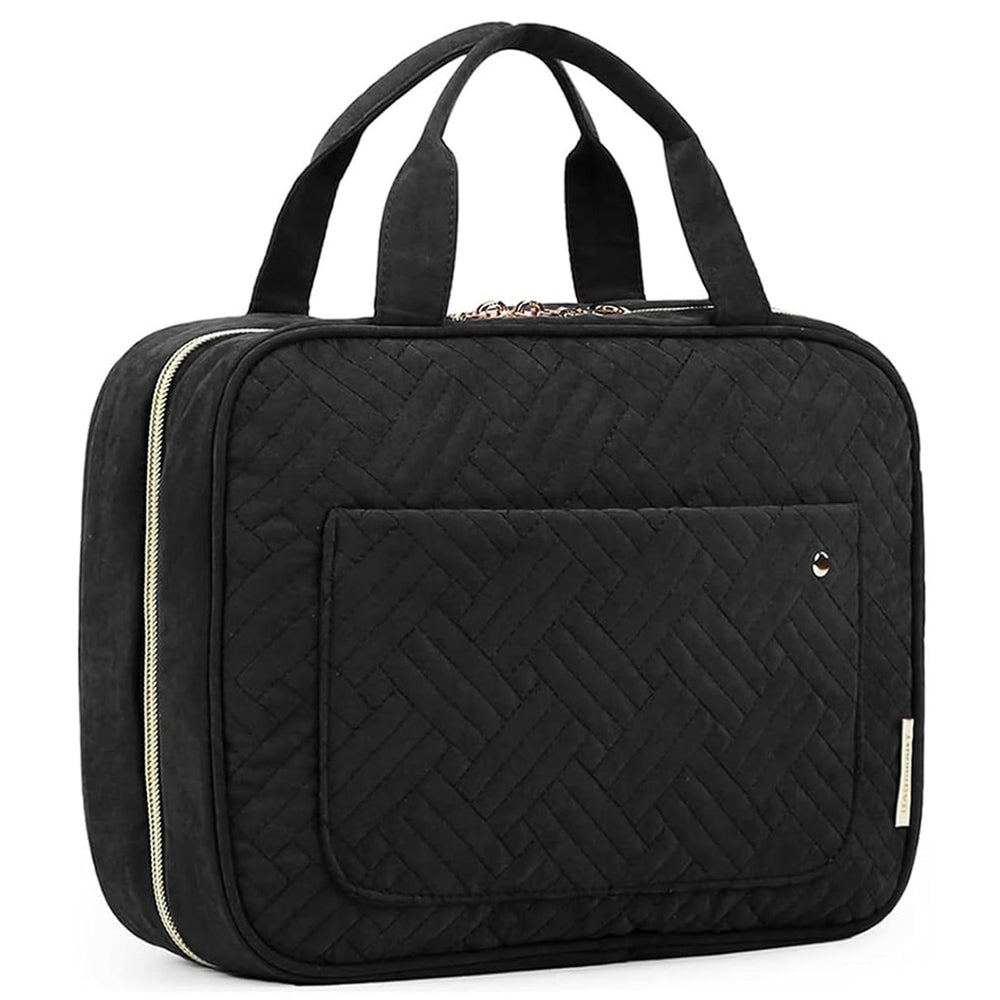 BAGSMART large toiletry bag with 360-degree swivel hook for easy hanging on trips.