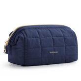BAGSMART makeup bag navy blue overview for travel organization