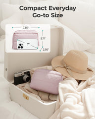 BAGSMART makeup bag smart compartments keep lipsticks upright and brushes protected