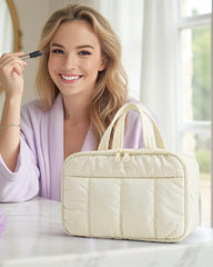 BAGSMART Puffy large toiletry bag with soft handle for comfortable travel