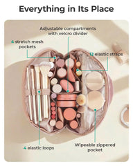 BAGSMART puffy padding keeps brushes and bottles protected during travel.