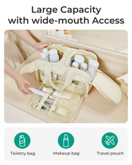 BAGSMART Puffy toiletry bag in Taslan fabric offers a soft, luxurious feel.
