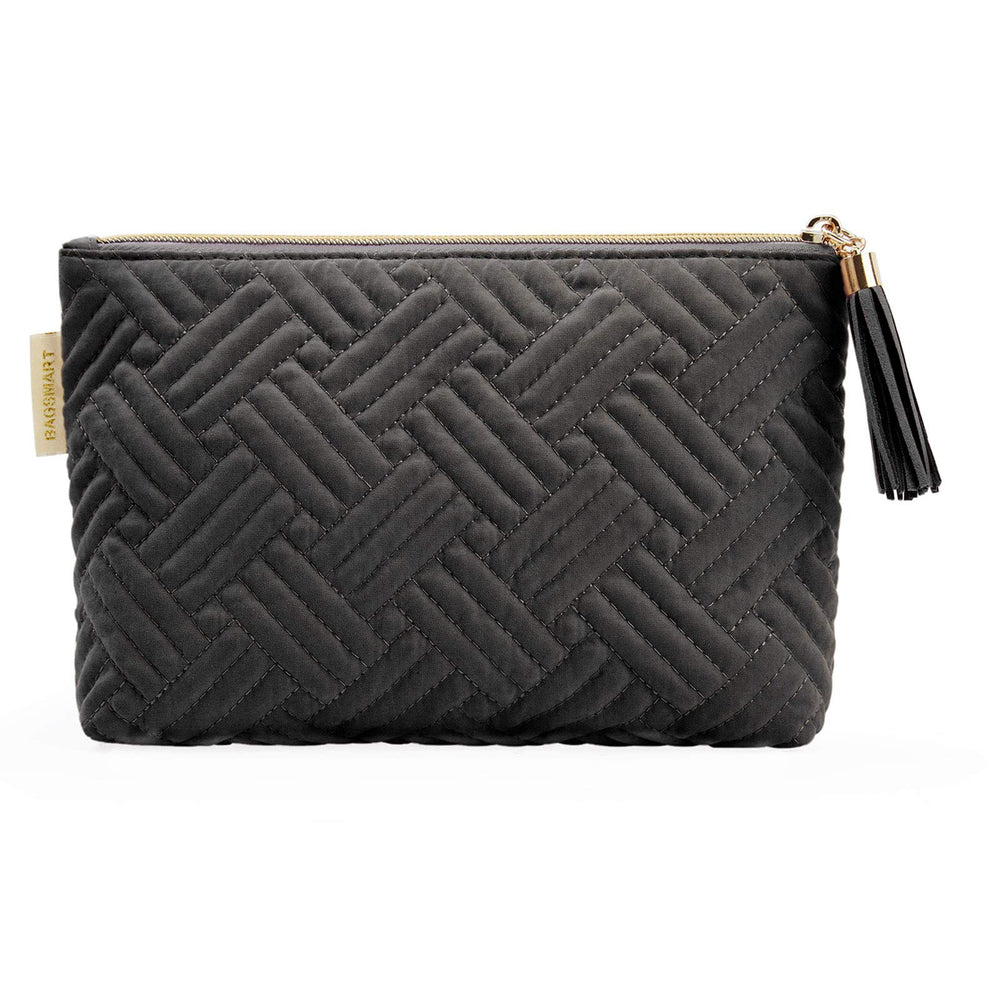 BAGSMART small cosmetic bag in black with textured fabric and water resistance for daily use