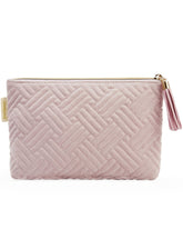 BAGSMART small cosmetic bag in pink textured material for organized makeup on the go.