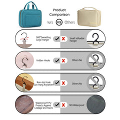 BAGSMART Toiletry Bag features 360-degree swivel hook for versatile hanging.
