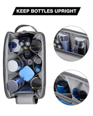 BAGSMART Toiletry Bag back pocket with elastic and zip pockets secures cosmetics.