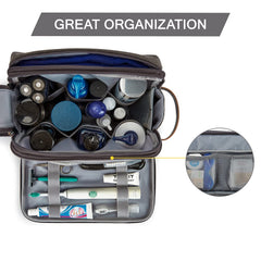 BAGSMART Toiletry Bag showing elastic band design keeps items in place.