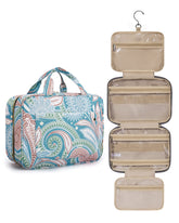 BAGSMART Toiletry Bag large green paisley front view with ample storage