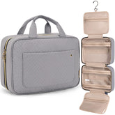 BAGSMART toiletry bag with hanging hook in grey for easy room organization.