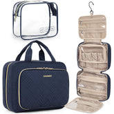 BAGSMART Toiletry Bag Hanging Travel Organizer in navy large offers roomy storage.