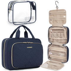BAGSMART Toiletry Bag Hanging Travel Organizer in navy large offers roomy storage.