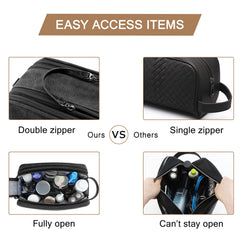 Waterproof PVC pocket keeps damp items separated in BAGSMART toiletry bag for men.