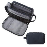 BAGSMART Toiletry Bag in navy medium shows open capacity for travel essentials.