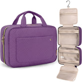 BAGSMART purple toiletry bag with hanging hook for easy hotel access