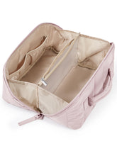 BAGSMART pink travel makeup bag with full-open design for quick access