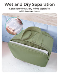 BAGSMART Travel Toiletry Bag dry-wet separation keeps items neatly separated