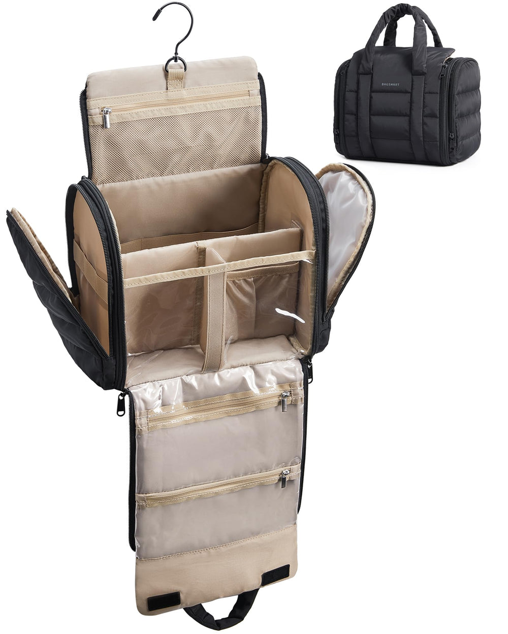 BAGSMART travel toiletry bag full view for quick packing assessment