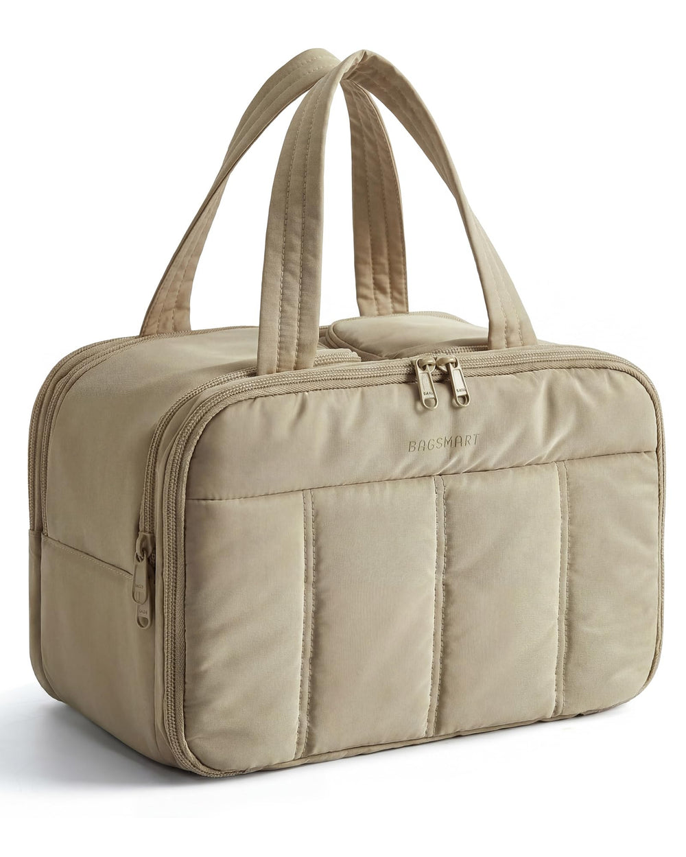 BAGSMART travel toiletry bag grayish brown front view ideal for organized packing.