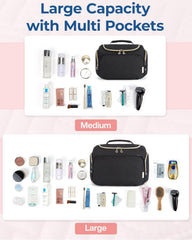 BAGSMART Travel Toiletry Bag features a sturdy handle and two-way zippers.