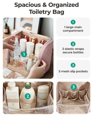 BAGSMART left side pocket with stain-resistant lining for brushes.