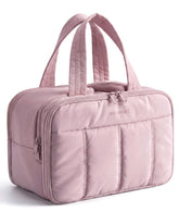 BAGSMART travel toiletry bag purple front view emphasizes spacious, organized packing.
