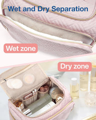 BAGSMART travel toiletry bag waterproof front pocket keeps wet items separate