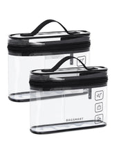BAGSMART TSA-approved toiletry bag with 180° opening for easy access at security.