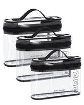 BAGSMART clear toiletry bag opens 180 degrees for quick access.