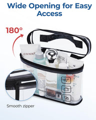 BAGSMART waterproof PVC clear bag provides easy visibility and cleaning.