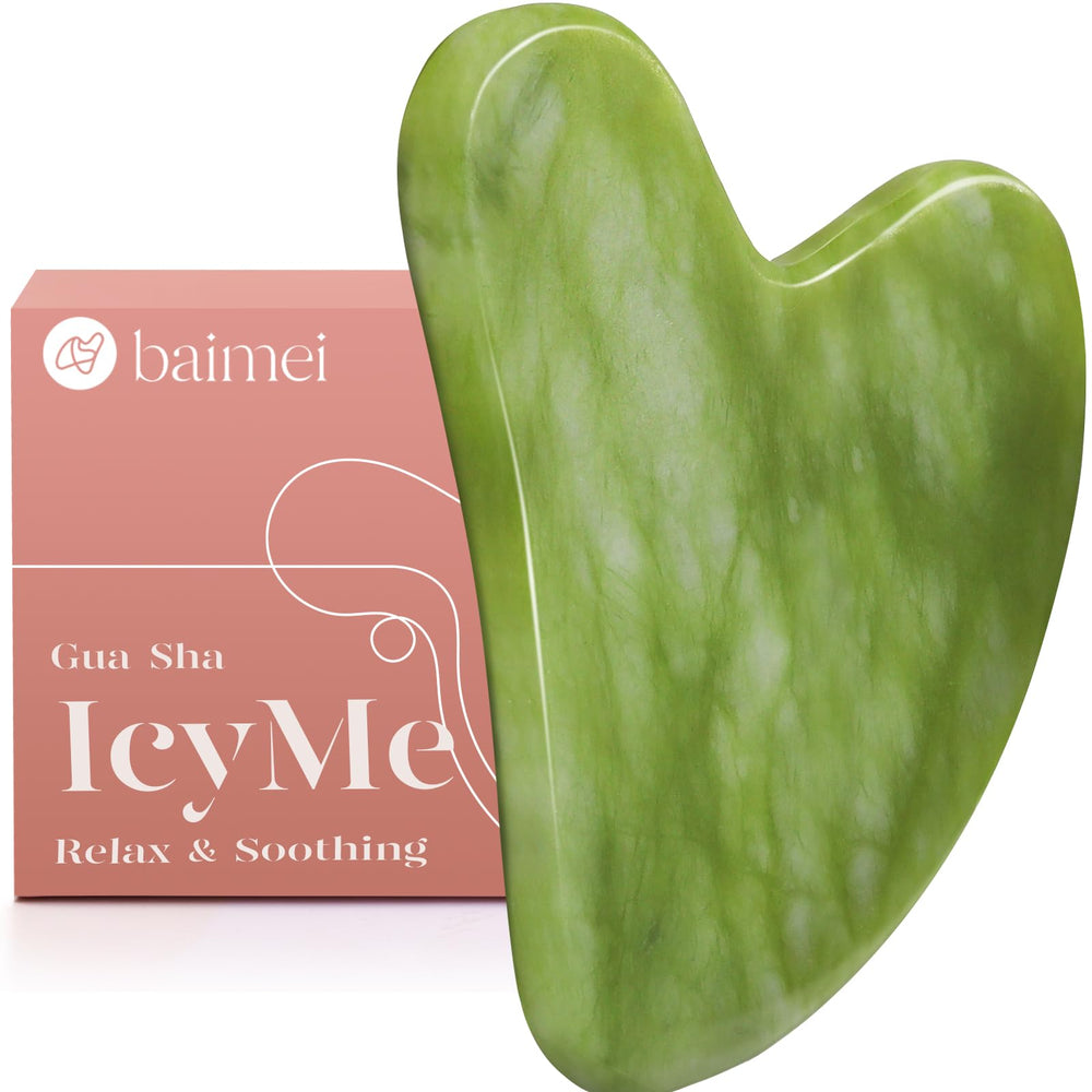 BAIMEI IcyMe jade gua sha massager for smooth skin and daily facial pampering.