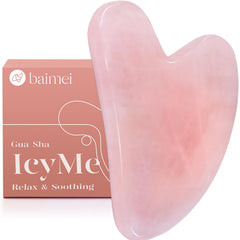 BAIMEI IcyMe rose quartz gua sha for face with cooling massage effect.