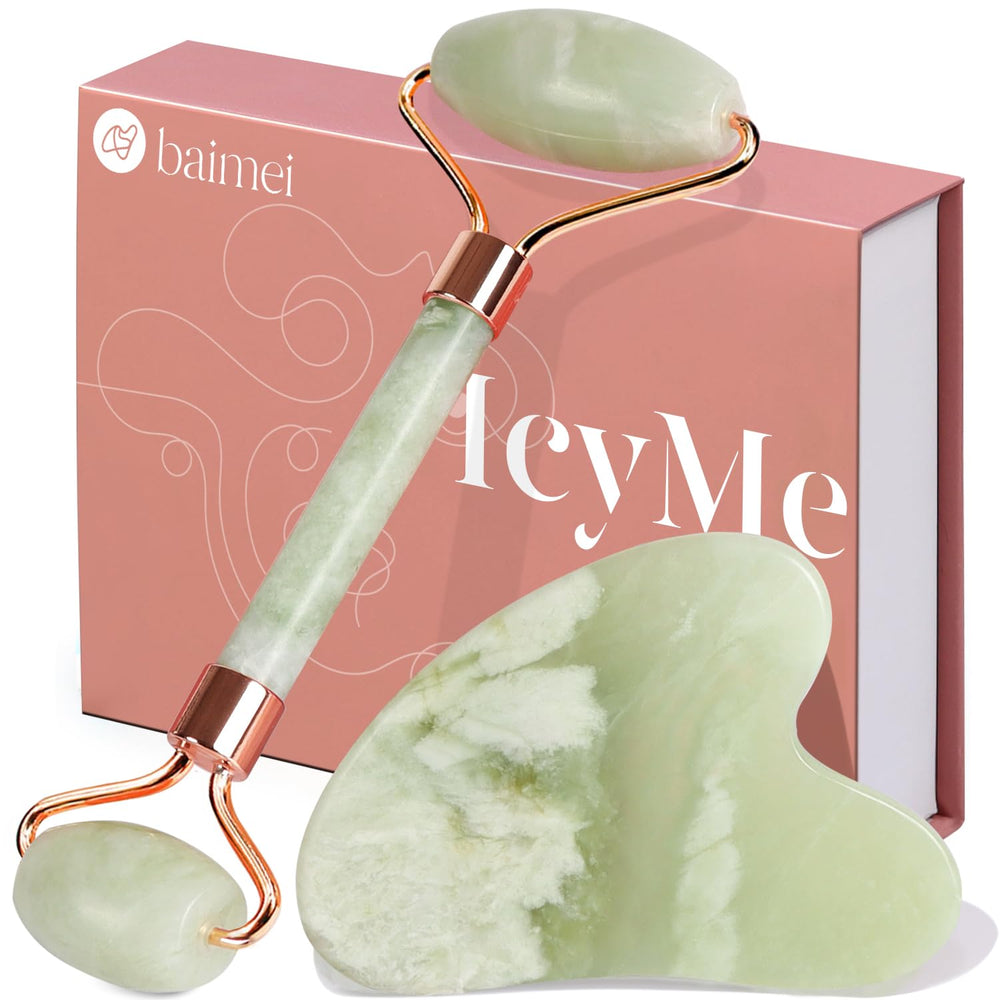BAIMEI IcyMe Jade Roller closeup with smooth glide and cooling sensation
