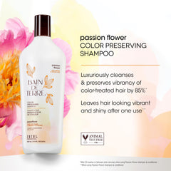 Bain de Terre Champú flor de pasión, textura cremosa para cabello teñido.