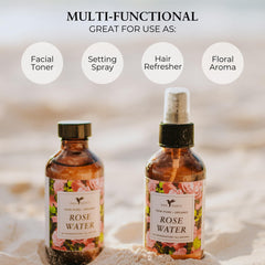 Baja Basics Rose Water Spray en cabello para humectación suave.