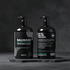 Ballsy Ballwash Charcoal para zonas íntimas, limpieza suave y fresca.