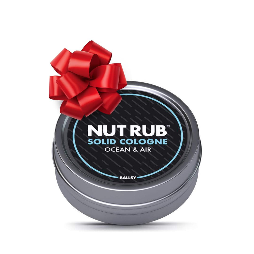 Ballsy Body & Groin Rub packaging showcases beeswax moisture for sensitive areas.