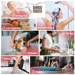 BAMBOO AND BIRCH Castile soap liquid dispensing pump showcases eco-friendly packaging
