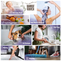 Bamboo and Birch Lavanda Castile Soap, espuma suave para cuerpo y rostro.