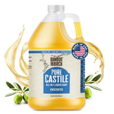 Bamboo and Birch Pure Castile Soap Liquid bottle with label, unscented, gentle cleanse.