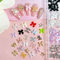 BANA ART Charms lazo plata 3D para uñas, acabado metálico elegante y duradero.