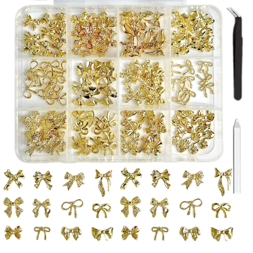 BANA ART lazo dorado para uñas, brillo elegante y duradero.